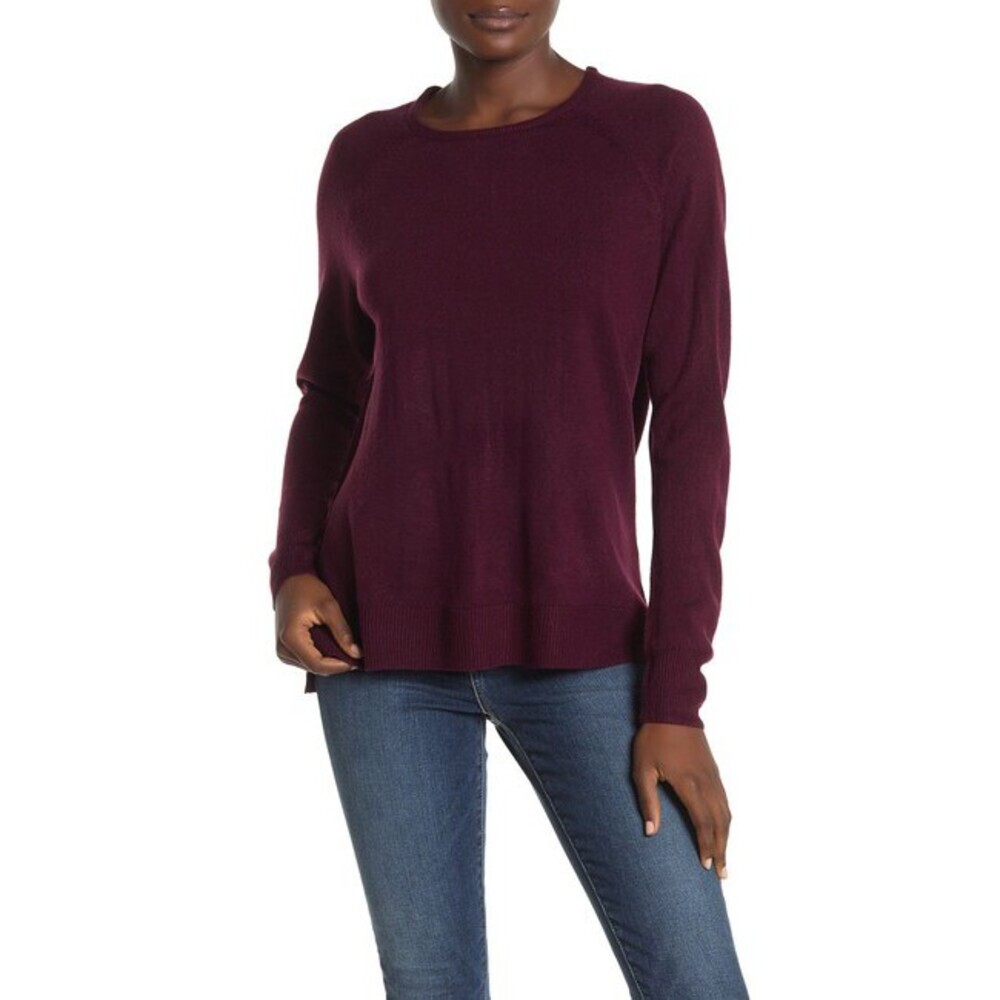 Sweet Romeo Women's Crew Neck Sweater In Wine Size S long sleeve